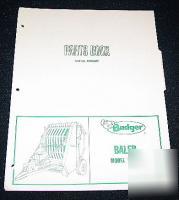 Badger baler model BN614 parts book