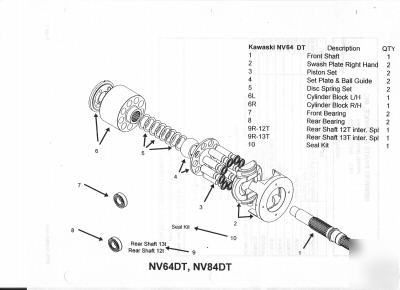 Kawasaki NV64DT hydraulic/hydrostatic rotating group rh