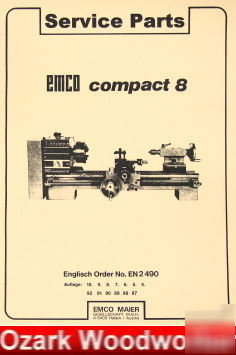 Oz~emco compact 8 lathe parts manual