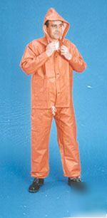 Orange waterproof pvc hooded coverall - size xxl