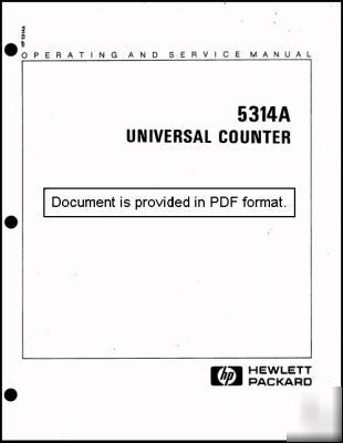 Agilent hp 5314A service and operating manual HP5314A