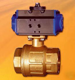 Pneumatic actuated brass 2 way ball valve 1 1/2