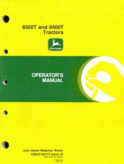 John deere operator's manual for 9300T 9400T tractors