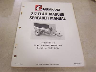 Farmhand 217 flail manure spreader manual F501-b
