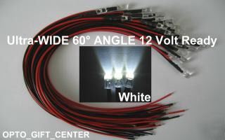 50X 12V wire wired 5MM white led for bike,car,boat,pc