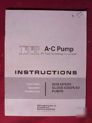 Allis chalmers itt 2000 series coupled pumps manual