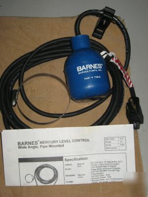 Barnes mercury float switch level control p/n 73618 