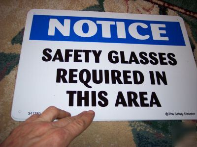 New lot of 10 signs notice safety glasses required in