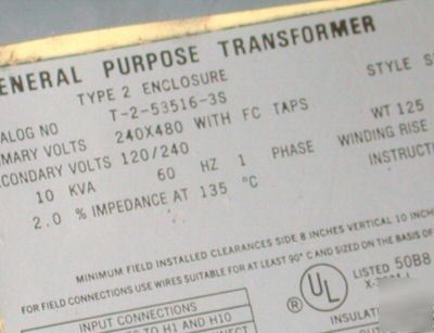 Acme 10 kva general purpose transformer t-2-53516-3S