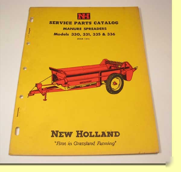 New 1961 holland parts catalog manure spreaders 33X