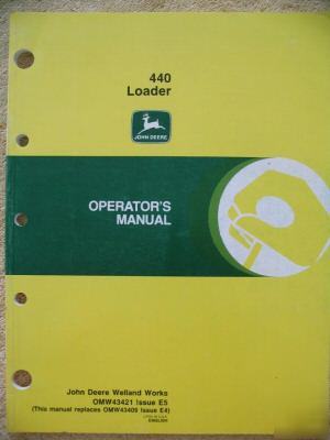 John deere 440 loader for 870 970 1070 operator manual