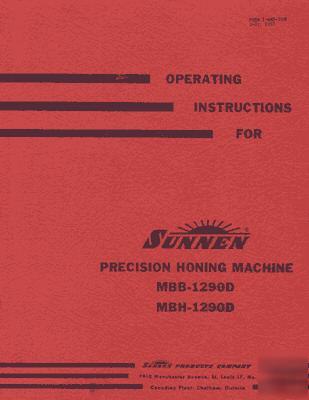 Sunnen mbb-1290D & mbh-1290D operations manual