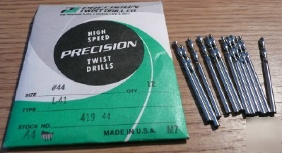 12PC precision twist left hand hss drill #44 stub