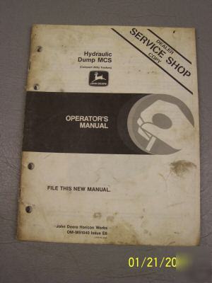 John deere hydraulic dump mcs operators owners manual 