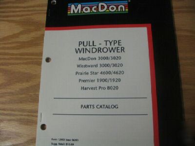 Macdon 3000 3020 pull type windrower parts catalog