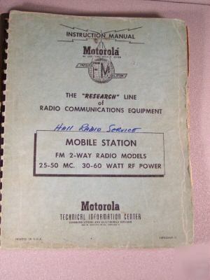 Motorola mobile 2 way instruction manual vintage '52