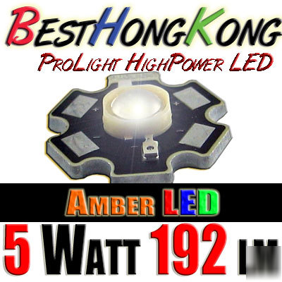 High power led set of 100 prolight 5W amber 192 lumen