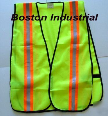 1 doz. high visibility reflective vests safety green