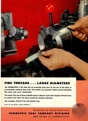 New geometric tool co haven ct die head chaser ad 1953
