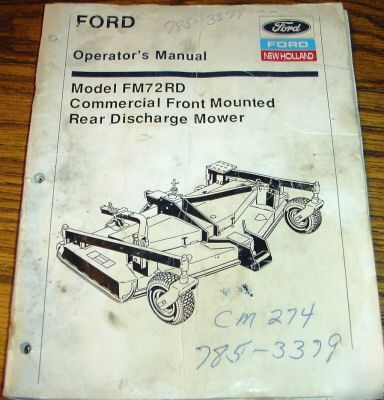 Ford FM72RD commercial front mower operator's manual