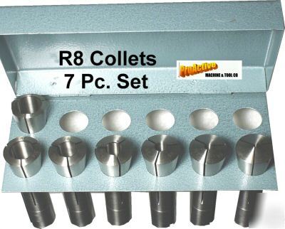New 7 pc R8 collet set & rack machinist machine tool 