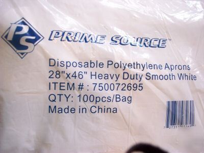 Lot of 100 prime source disposable poly 28X46 hd aprons