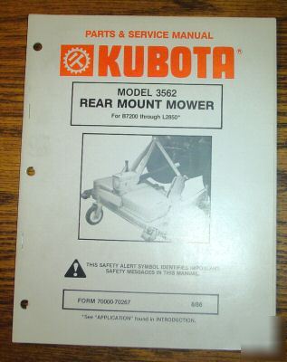 Kubota B7200 to L2850 tractor 3562 mower parts catalog