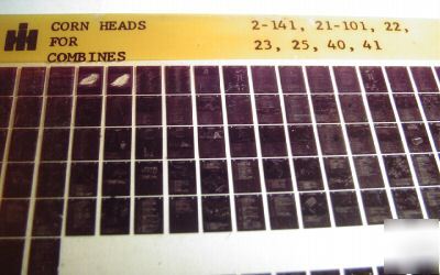 Ih 2-141 to 23 corn heads parts catalog microfiche