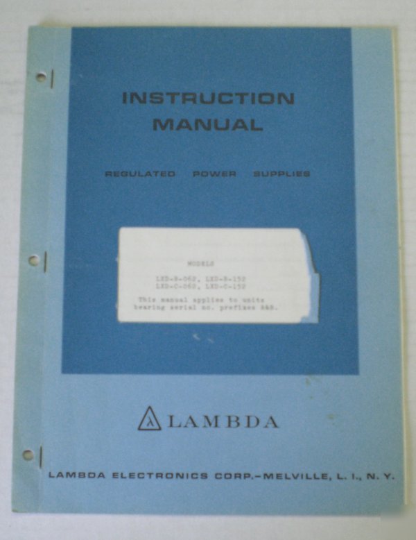Lambda lxd-b-062,152,C062,152 instruction manual