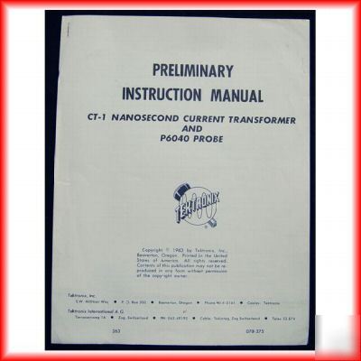 Tektronix P6040 prelimnary operator manual