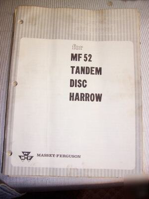 Assembly manual massey ferguson tandem disc harrow MF52