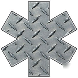 Fire rescue diamond plate star of life decal