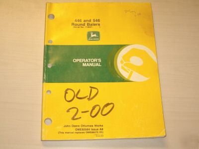 John deere 446 and 546 round balers operators manual