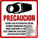 1 cctv spanish camera sign - 3 free decals/stickers