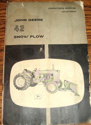 John deere 1010 tractor 42 snow plow operator's manual