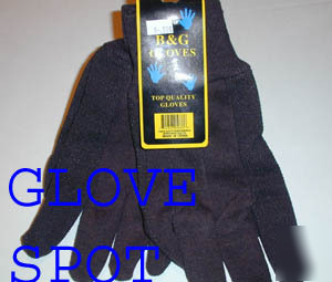 New 12 pairs brown jersey work gloves with dots size l