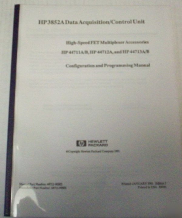 Hp 44711A/b, 44712A & 44712A/b configure/program manual