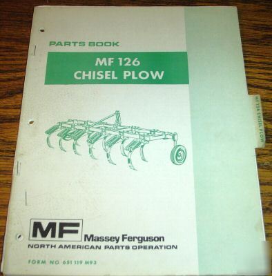 Massey ferguson 126 chisel plow parts catalog mf manual
