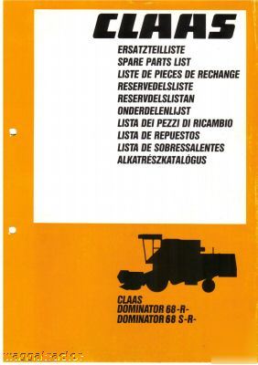 Claas dominator 68R combine header parts book catalog