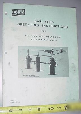 Hardinge 6' 12' retractable barfeed bar feed manual