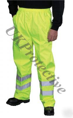Hi-vis waterproof contractor trousers - size large