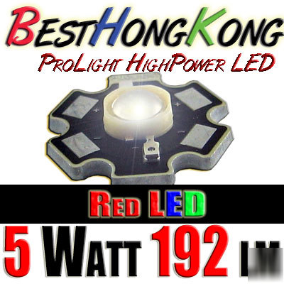 High power led set of 50 prolight 5W red 192 lumen