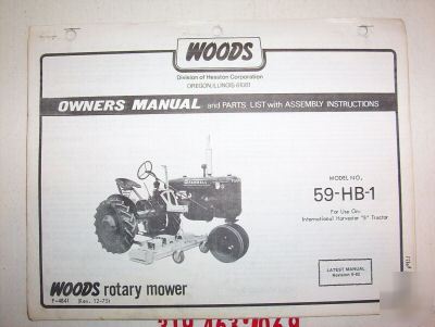 Woods 59-hb-1 owners manual farmall b