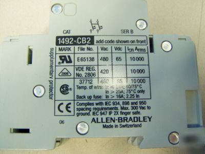 Allen bradley 2P 10A circuit breaker m/n: 1492-CB2 G100