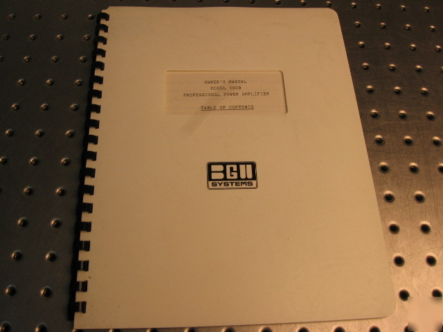 G30993 bgw systems 100B owner's manual