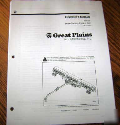 Great plains 4000 folding drill operator's manual book