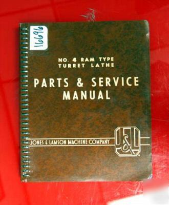 Jones & lamson no 4 turret lathe parts/service manual: