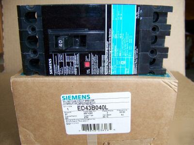 New siemens ED43B040 3POLE 40AMP 480V circuit breaker 
