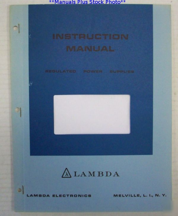 Lambda ls series op/service manual - $5 shipping 