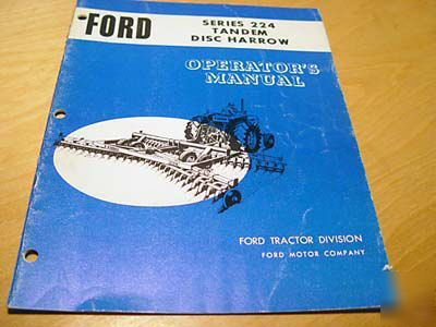 Ford 224 disc harrow operator's manual disk